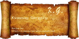 Kvassay Gergely névjegykártya